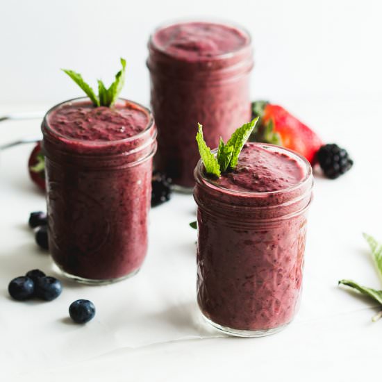 Mixed Berry + Cocoa Smoothie - Recipe photo by coffeeandcrumbs