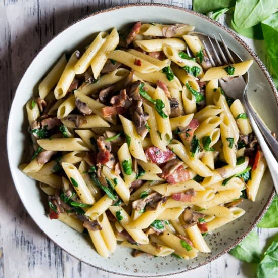 Mushroom Spinach Pasta - Recipe photo by Inside the rustic kitchen