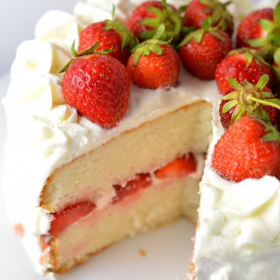 Strawberry Layer Cake - Recipe photo by atasteofmadness