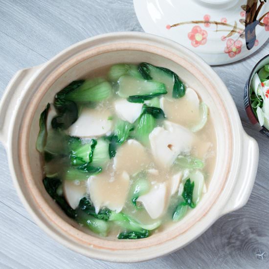 Braised Abalone with Bok Choy - Recipe photo by foodmakesmehappy