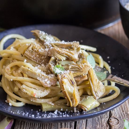 Easy Skillet Artichoke Pasta - Recipe photo by an italian in my kitchen