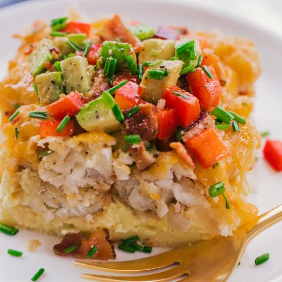 TATER TOT BREAKFAST CASSEROLE - Recipe photo by The Food Cafe