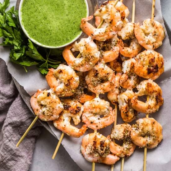 Grilled Shrimp Skewers - Recipe photo by platingsandpairings