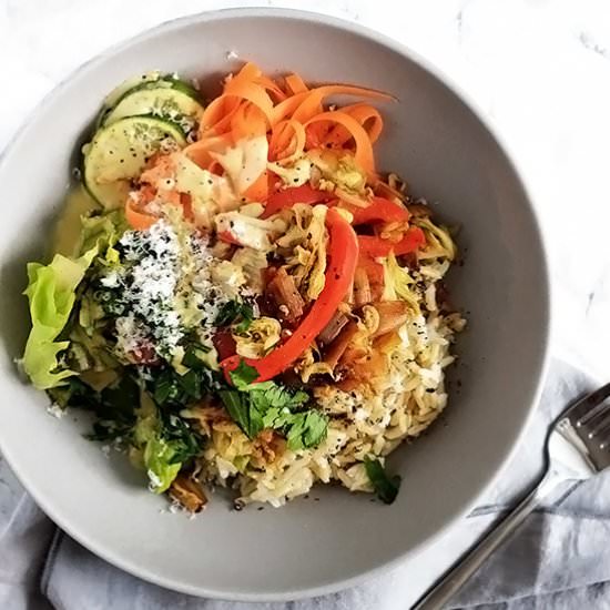 VEGGIE STIR-FRY WITH TAHINI - Recipe photo by BrightBird