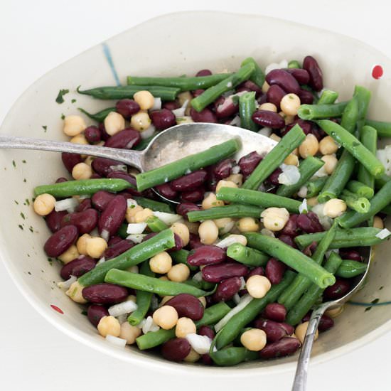 Easy vegan three bean salad - Recipe photo by Mandy Sneaky Veg
