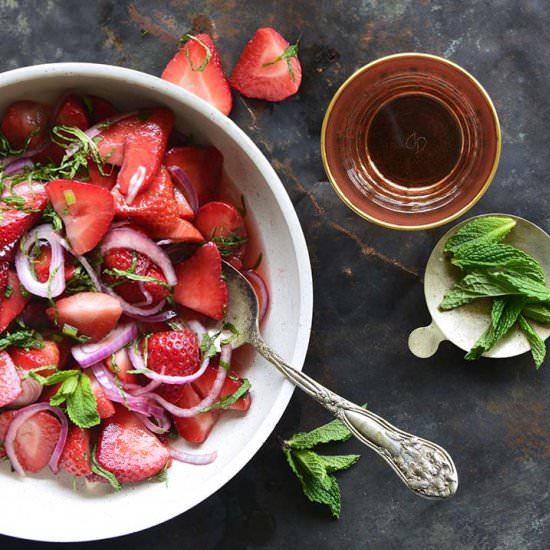 Sweet and Savory Strawberry Salad - Recipe photo by AnEdibleMosaic
