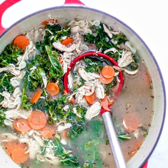 Soothing Chicken and Kale Soup - Recipe photo by killingthyme