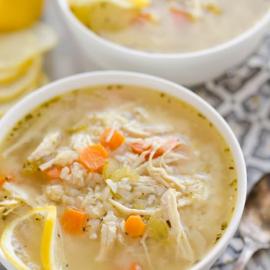 Lemon Chicken & Brown Rice Soup - Recipe photo by The Creative Bite