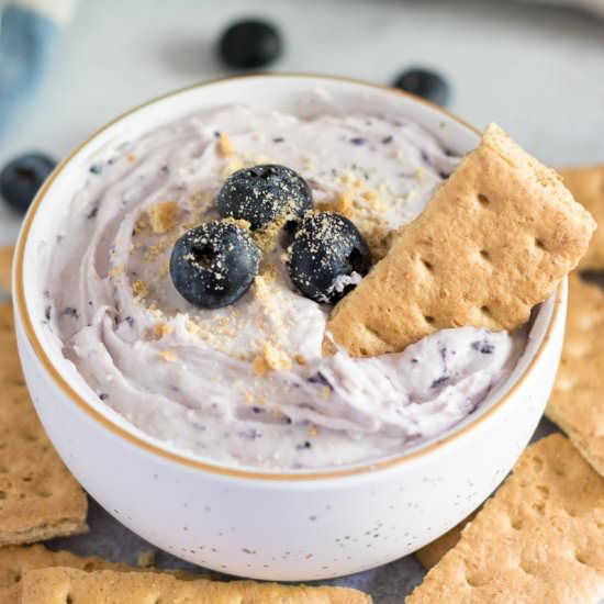 5 Minute Blueberry Cheesecake Dip - Recipe photo by lemons and zest