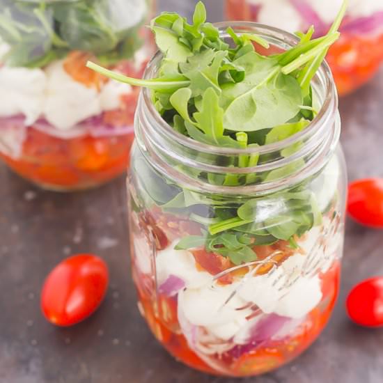 Caprese Mason Jar Salad - Recipe photo by pumpkinnspice