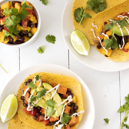 Vegan Sweet Potato Portobello Tacos - Recipe photo by Plentyfullvegan