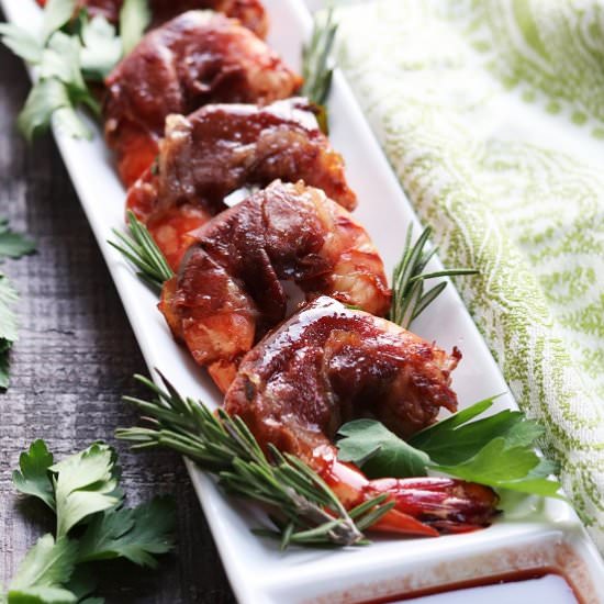 Prosciutto Wrapped Marsala Shrimp - Recipe photo by Give it Some Thyme