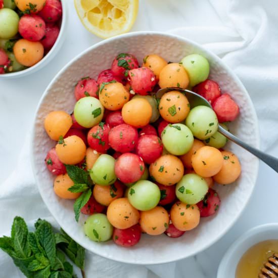 Honey-Mint Melon Salad - Recipe photo by wholefully