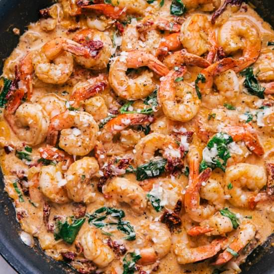 Sun Dried Tomato Garlic Shrimp - Recipe photo by The Food Cafe