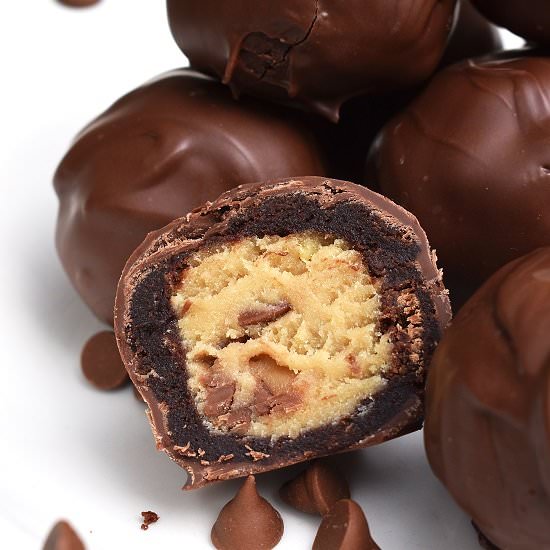 Cookie Dough Brownie Bites - Recipe photo by lightscamerabake