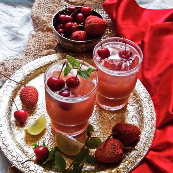Lychee and Cherry Lemonade - Recipe photo by anshusfoododyssey