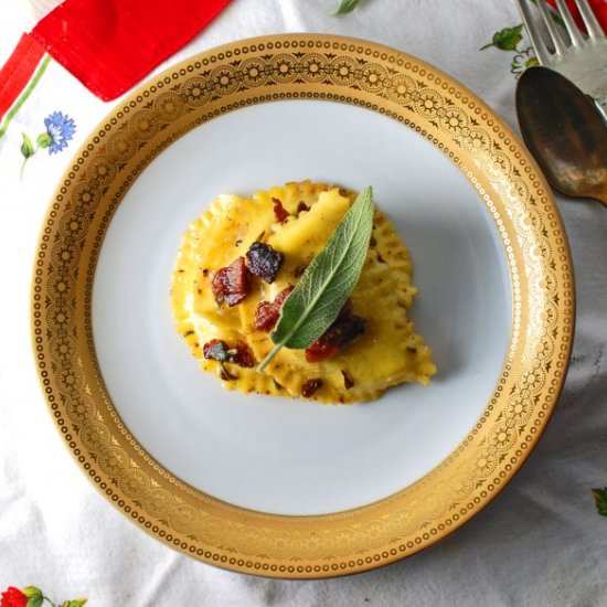 Ravioli with Pancetta - Recipe photo by theunmanlychef