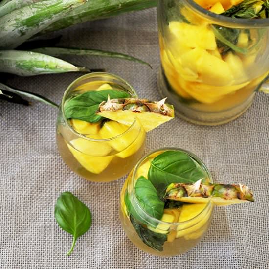 Basil and Pineapple Moscato Sangria - Recipe photo by ramshacklepantry