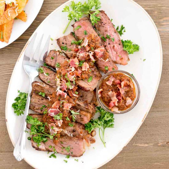 Steak with Spicy Mushroom Sauce - Recipe photo by Delicious Meets Healthy