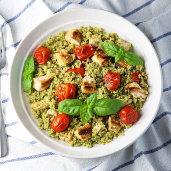Basil Pesto Quinoa with Chicken - Recipe photo by Tastefulventure