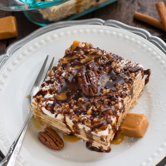 Easy No-Bake Turtle Icebox Cake - Recipe photo by LifemadeSweeter