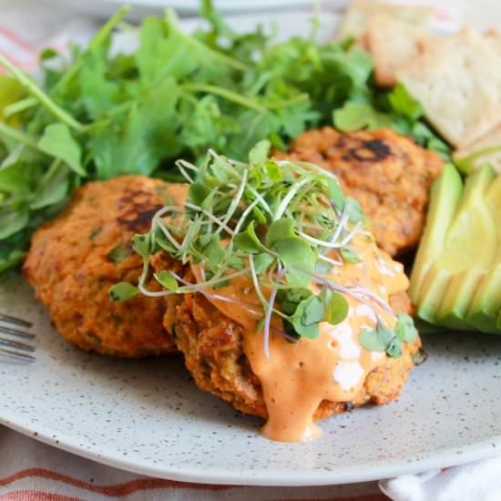 Paleo Sweet Potato Salmon Patties - Recipe photo by losingitwithmelissa