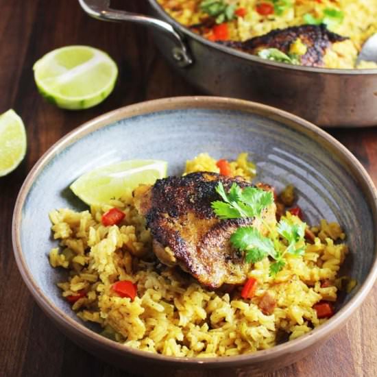 One Pot Cuban Chicken and Rice - Recipe photo by Our Happy Mess
