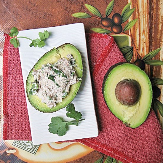 Avocado with Sardine-Cheese Filling - Recipe photo by escapetofood