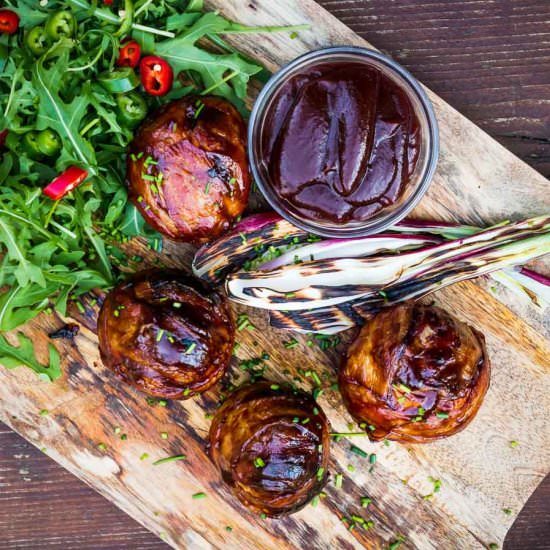 Bacon Wrapped Grilled Stuffed Onion - Recipe photo by Brian Jones