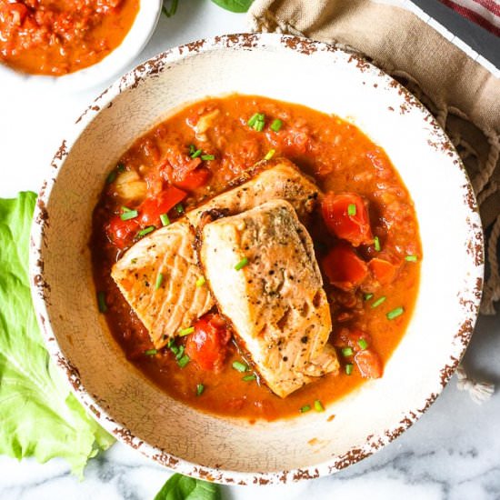 Salmon With Bruschetta Sauce - Recipe photo by kitchenofyouth