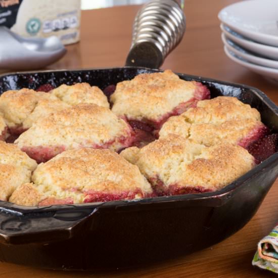 Skillet Strawberry Cobbler - Recipe photo by For the Love of Cooking