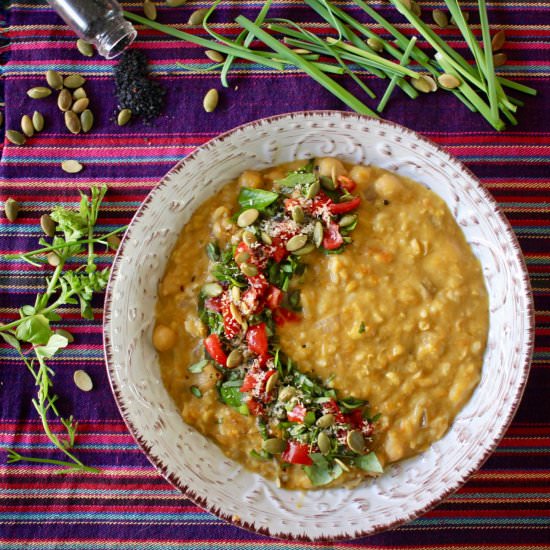 Thai pumpkin, corn, chickpea stew - Recipe photo by JohannaGGG