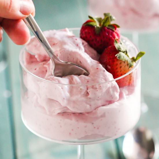 Guilt Free Strawberry Fluff - Recipe photo by dessertswithbenefits