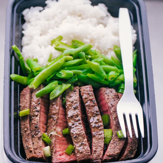 TERIYAKI STEAK MEAL PREP - Recipe photo by The Food Cafe