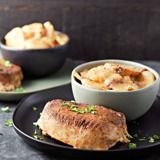 Crockpot Pork and AuGratin Potatoes - Recipe photo by ZonaCooks