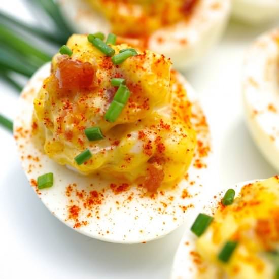 Bacon Jalapeno Chive Deviled Eggs - Recipe photo by sisterchives
