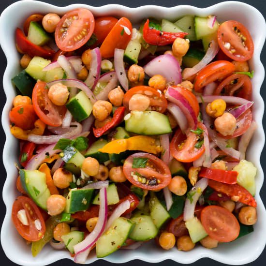 Roasted Chickpea Panzanella Salad - Recipe photo by Cuts and Crumbles