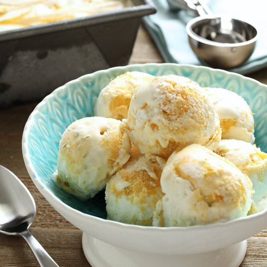 NO-CHURN MANGO LIME SWIRL ICE CREAM - Recipe photo by In Good Flavor