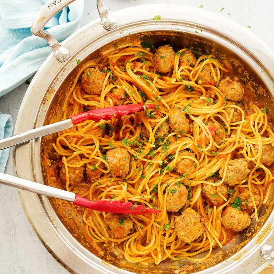One Pot Spaghetti & Meatballs - Recipe photo by kidseatbyshanai