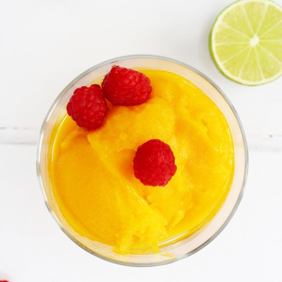 Mango Sorbet with a Hint of Lime - Recipe photo by Searchingforspice