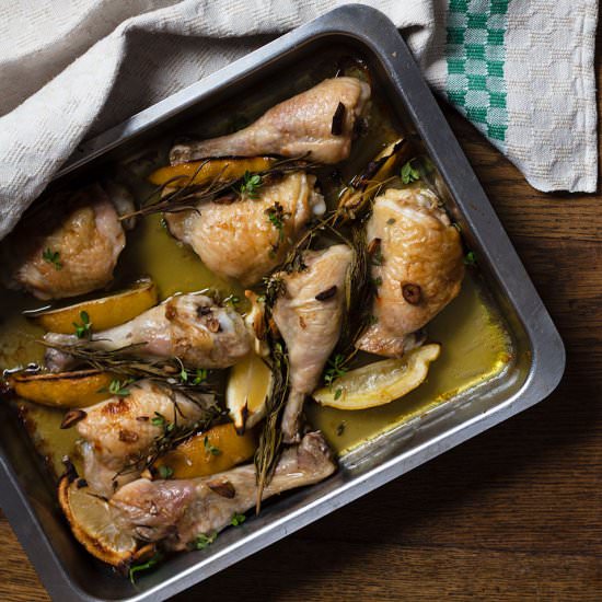 lemon and herb baked chicken - Recipe photo by Recipe Crumbs