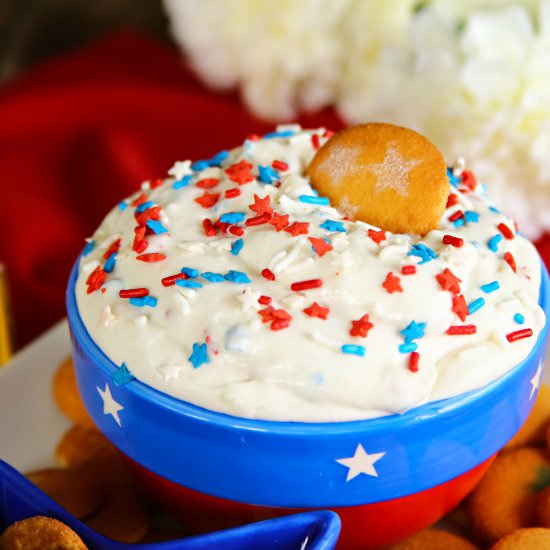 Patriotic Cake Batter Dip - Recipe photo by Kleinworth &amp; Co