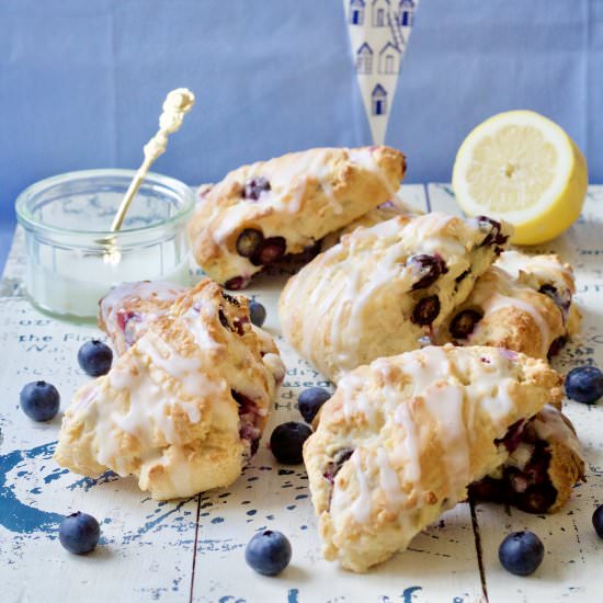 Blueberry Scones with Lemon Glaze - Recipe photo by joskitchenlarder