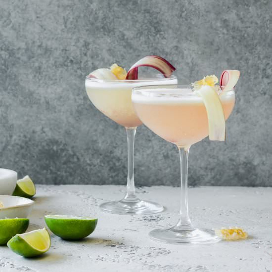 Rhubarb and Honey Pisco Sour - Recipe photo by lepetitchefsb