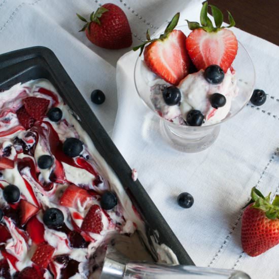 Red White & Blue No Churn Ice Cream - Recipe photo by asavoryfeast