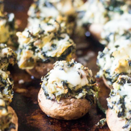 Spinach Artichoke Stuffed Mushrooms - Recipe photo by everyday eileen