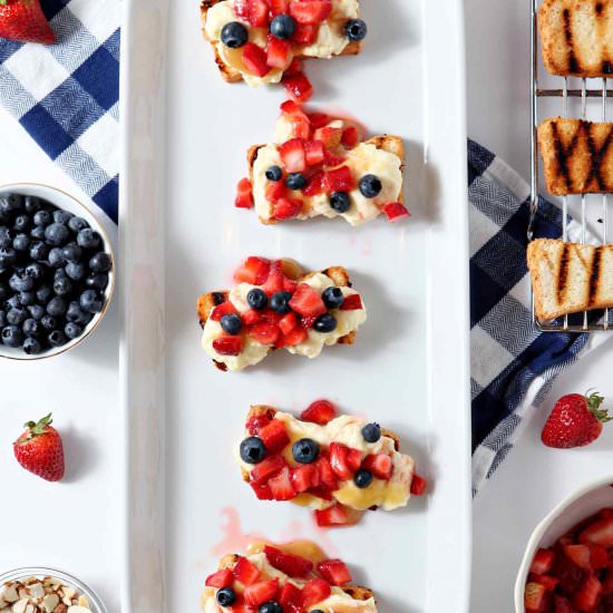 Patriotic Strawberry Bruschetta - Recipe photo by thespeckledpalate