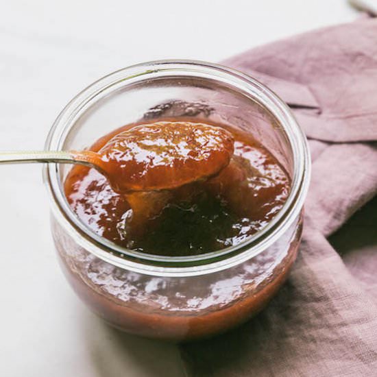 Strawberry-Rhubarb Jam - Recipe photo by Never Not Hungry