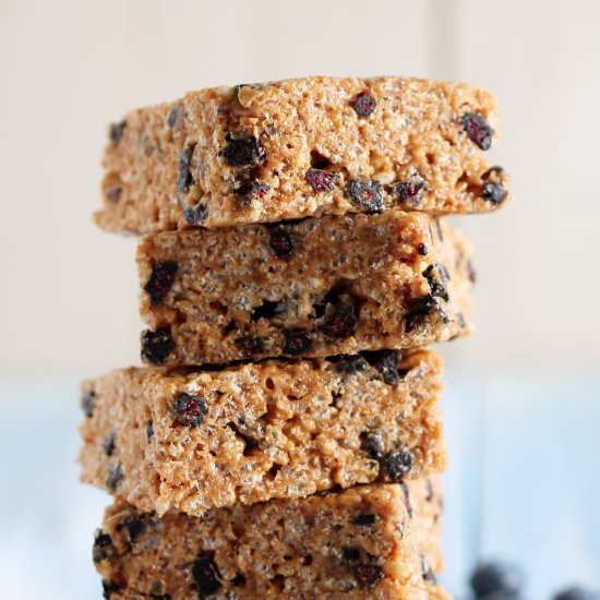 No Bake Blueberry Krispy Treats - Recipe photo by dessertswithbenefits