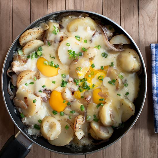 Cheese, Eggs and Potatoes Skillet - Recipe photo by MasalaHerb